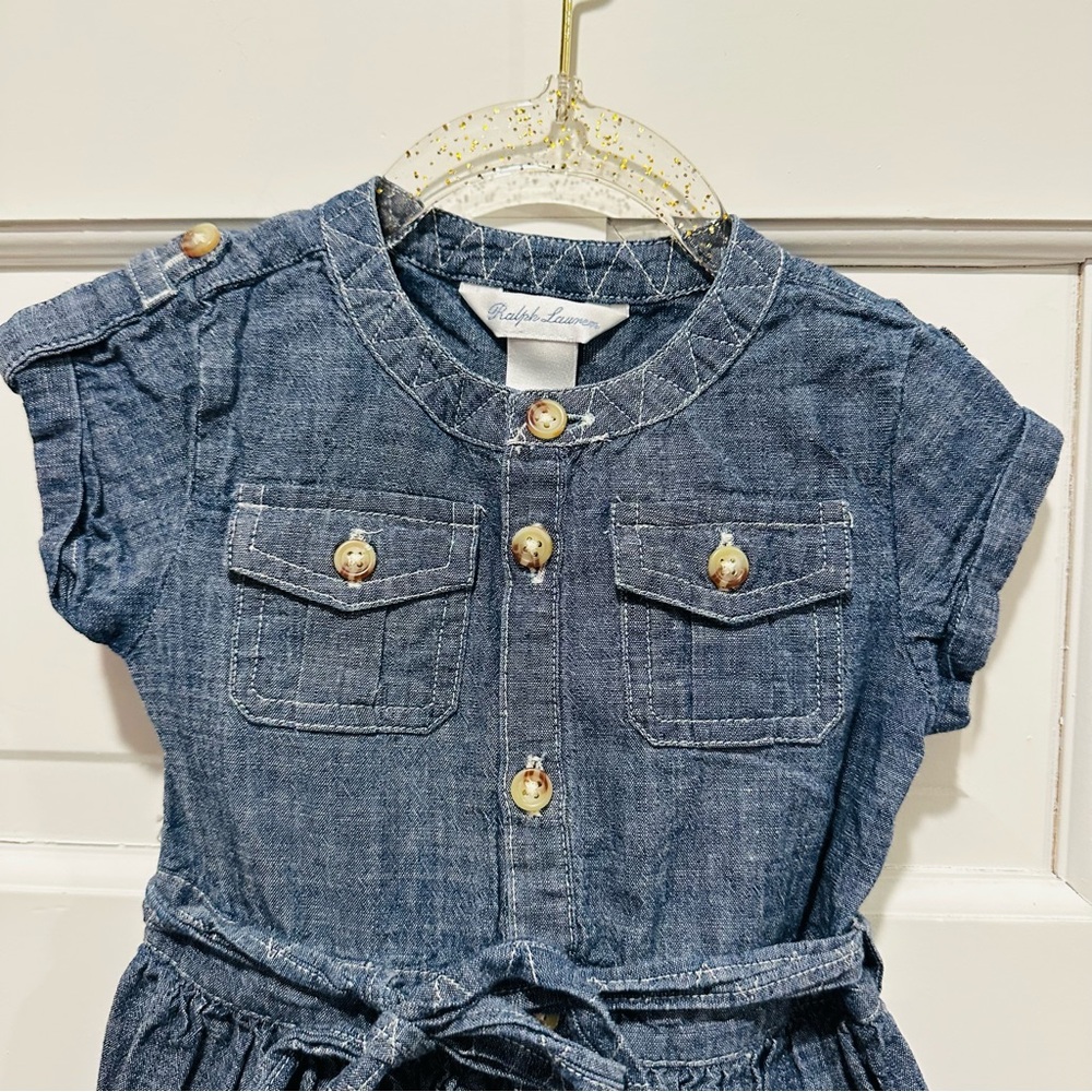 Ralph Lauren Denim Kids Chambray Dress with Button Closure - Picture 2 of 10